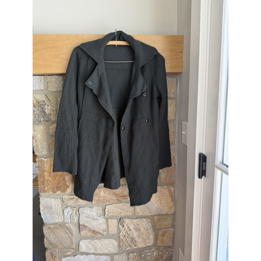 Elaine Kim dark olive green 100% pure Wool Cardigan Jacket size 4